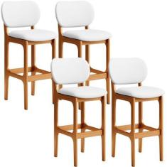 Imagem de Kit 04 Banquetas Alta Para Cozinha Madeira Fixa Betta L02 Imbuia Facto