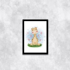 Imagem de Quadro Decorativo Infantil Estilo Aquarela Girafinha 45x34cm