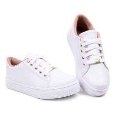 Imagem de Tenis Feminino Branco Casual Antiderrapante Peri Modas - Perimodas