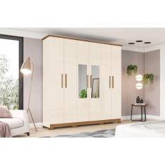Imagem de Guarda-Roupa Cover 06 Pts. c/ Espelho Off White/Nature - Henn