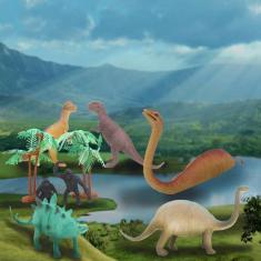 Imagem de Brinquedo Kit 11 Dinossauros Selva Em Miniatura De Borracha - Gici Kid