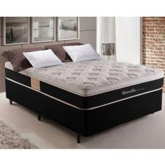 Imagem de Cama Box Casal Molas Maxspring 138x188x25cm Marselha Herval Branco/Preto