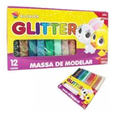 Imagem de Massinha De Modelar Com Glitter 12 Cores 180G Escolar Papelaria Clássi