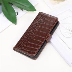 Imagem de Capa carteira de couro camada para Samsung Galaxy S23 S22 S21 S20 Note20 Ultra Plus Padrão Capa magnética flip, marrom escuro, para S21 FE