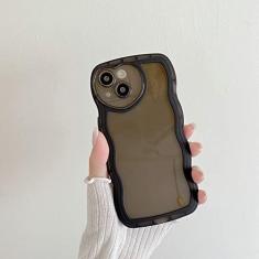 Imagem de Capa de silicone macia ondulada transparente para iPhone 14 13 12 11 Pro Max X XR XS 8 7 Plus Love Heart Lens Protection Candy Cover, Black, For iPhone13