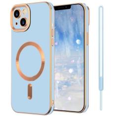 Imagem de SouLips Capa para celular iPhone 13, capa para iPhone 13 [compatível com MagSafe] Alça magnética fina e fina para pulso para carro com suporte para celular à prova de choque para iPhone 13 de 6,1