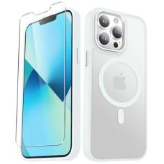 Imagem de YENAPOON Capa para iPhone 13 Pro Max, capa magnética fosca com 1 protetor de tela, suporte para Magsafe, capa protetora translúcida fosca fina à prova de choque para iPhone 13 Pro Max de 6,7