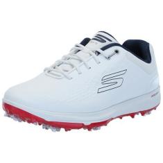 Imagem de Skechers Tênis masculino Pro 6 impermeável para golfe, Branco/azul marinho/vermelho, 45