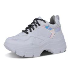 Imagem de Tênis Sneaker Feminino Plataforma Tratorada Blogueira - Tk Moda, Branc