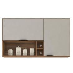 Imagem de Armário Aéreo Para Cozinha Firenze Nicho 2 Portas Amêndola Touch Nude