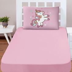 Imagem de Jogo Cama Lençol Shine Solteiro 2Pçs Unicórnio Baby Rosa - Casa Scarpa