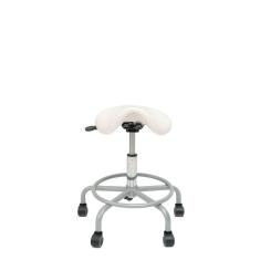 Imagem de cadeira mocho sela branca cinza cromada dentista tatuador estetica manicure odontologia consultorio luxo premium