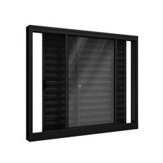 Imagem de Janela De Alum nio Veneziana 100 X 150 X 10 Cm Preto 3 Folhas
