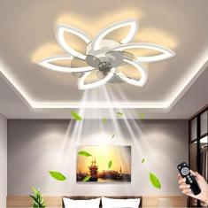 Imagem de Ventilador de teto LED moderno com pétalas reguláveis com iluminação Ventilador silencioso Lâmpada de teto com controle remoto Ventiladores de teto Sala de estar Quarto Sala de jantar Lustre