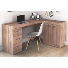 Imagem de Mesa Canto P Escritorio Msm446 C 2 Portas E 3 Gavetas Rustico Movelbento