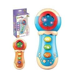 Imagem de Microfone Bebê Som E Luz Microfone Musical Infantil Azul E Laranja - I