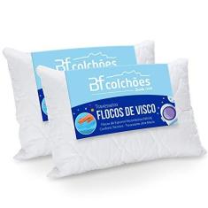 Imagem de Kit 2 Travesseiro Flocos De Espuma Viscoelástica Antialérgico Macio NASA 50x70x14cm BF Colchões