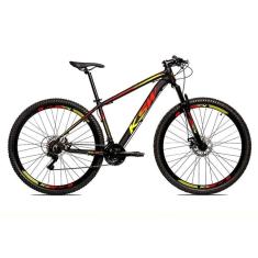 Imagem de Bicicleta Aro 29 Ksw Xlt Alumínio 24v Câmbios Shimano Garfo com Trava no Ombro - Preto/Vermelho/Amarelo