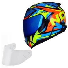 Imagem de Capacete Masculino Norisk Razor Sharp Moto Viseira Azul, PRETO AMARELO