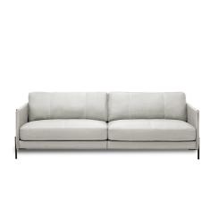 Imagem de Sofá Decorativo Karine 4 Lugares Sala De Estar 270cm Pés Em Aço Couro Off White