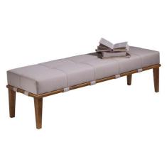 Imagem de Recamier Decorativo 140cm Martínez Linho Pés Madeira Bege/Natural G62