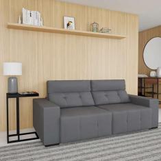 Imagem de Sofá 3 Lugares Retrátil e Reclinável Pigna Suede Cinza - Mobly