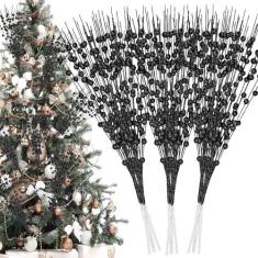 Imagem de Palonu 16 peças de hastes artificiais de purpurina, galhos de baga artificiais, palitos de árvores de Natal, enfeites de árvore de Natal para bricolage, guirlanda de Natal, artesanato, presentes,