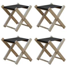 Imagem de Kit 4 Banquinho De Madeira Banqueta Pescador-preto