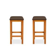 Imagem de KIT 2 Banquetas Alta Decorativa Lívia Para Balcão Cozinha Base em Made