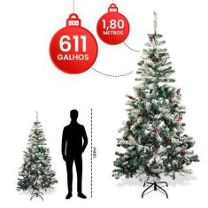 Imagem de Árvore Natal Verde 611 Galhos Nevados Realista 1,8 Altura - Wincy - Na
