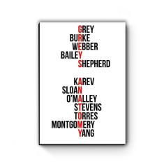 Imagem de Quadro decorativo MDF Greys Anatomy Nomes