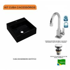 Imagem de Kit Cuba Q395 Com Torneira Luxo 1195 E Válvula Click 1 Polegada G Compace 