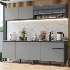 Imagem de Armário De Cozinha Completa 240Cm Cinza Nice Madesa 03 Cinza