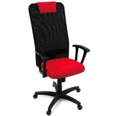 Imagem de Cadeira Presidente Com Apoio De Cabeça Linha Tela Mesh Vermelho - Desi