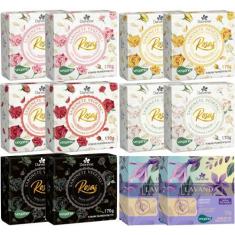Imagem de 12 Sabonetes Vegetal Aroma Das Rosas E Lavanda 170G Davene