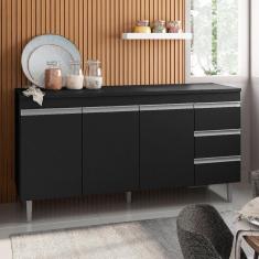 Imagem de Balcão De Cozinha Para Pia Andréia 160cm Sem Tampo Preto - Ajl Móveis