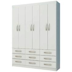 Imagem de Guarda Roupa Casal 6 Portas 9 Gavetas Cor Branco
