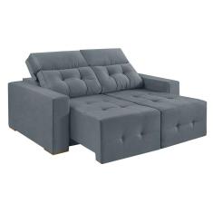 Imagem de Sofá 3 Lugares Retrátil E Reclinável Roma Suede Cinza 180 Cm