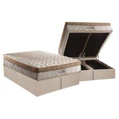 Imagem de Cama Box Baú King: Colchão Molas Paropas Masterpocket Ensacadas Eco Linho + Base Clean(193X203)