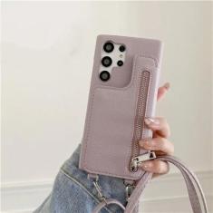 Imagem de Capa de telefone carteira crossbody para Samsung Galaxy S24 S23 S22 S21 Plus Note 20 Ultra A14 A24 A33 A34 A53 A54 A52 A72 Capa de couro, roxa, para Galaxy S23 Ultra