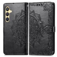 Imagem de COTDINFOR Capa carteira para Samsung Galaxy S24 FE com suporte para cartão, fecho magnético de couro PU com suporte, capa protetora à prova de choque para celular para Samsung Galaxy S24 FE. mandala
