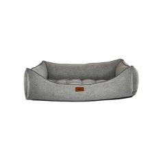 Imagem de Cama para Cachorro Retangular em Linho Cinza Extra Grande (XGG) 98 x 65 cm