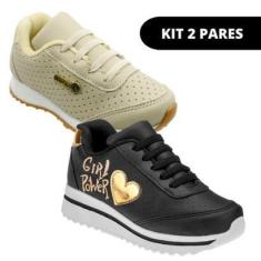 Imagem de Kit 2 Tênis Infantil Plataforma Alta de Menina Escolar-Feminino