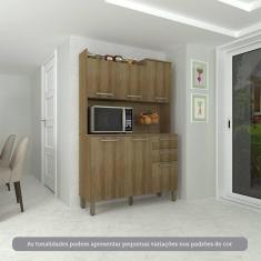 Imagem de Cozinha Compacta 6 Portas E 2 Gavetas Com Tampo Luciane Móveis Carvalho Avelã