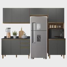 Imagem de Armário de Cozinha 4 Peças Com Tampo Lita N03 Carvalho/Grafite - Mpozenato