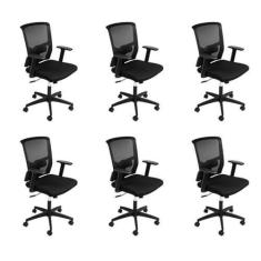 Imagem de Kit 6 Cadeiras para Escritório Diretor com Nr17 Tóquio 3329 Preto