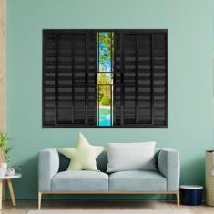 Imagem de Janela Veneziana de Alumínio 6 Folhas 120 x 120cm Modular com Grade Esquadrias Bergame Preto