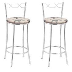 Imagem de Kit 2 Banquetas Cromadas Bc51-b E516 Cromado/bege