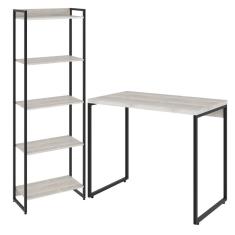 Imagem de Kit Para Escritório Estante 5 Prateleiras Mesa 90Cm Snow