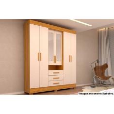 Imagem de Guarda Roupa 6 Portas (2 c/ Espelho) e 3 Gavetas Débora Nature/Off White - ACP